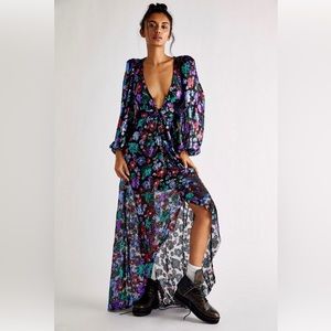 For Love and Lemons Ariana Floral Sequin Maxi Dress NWT